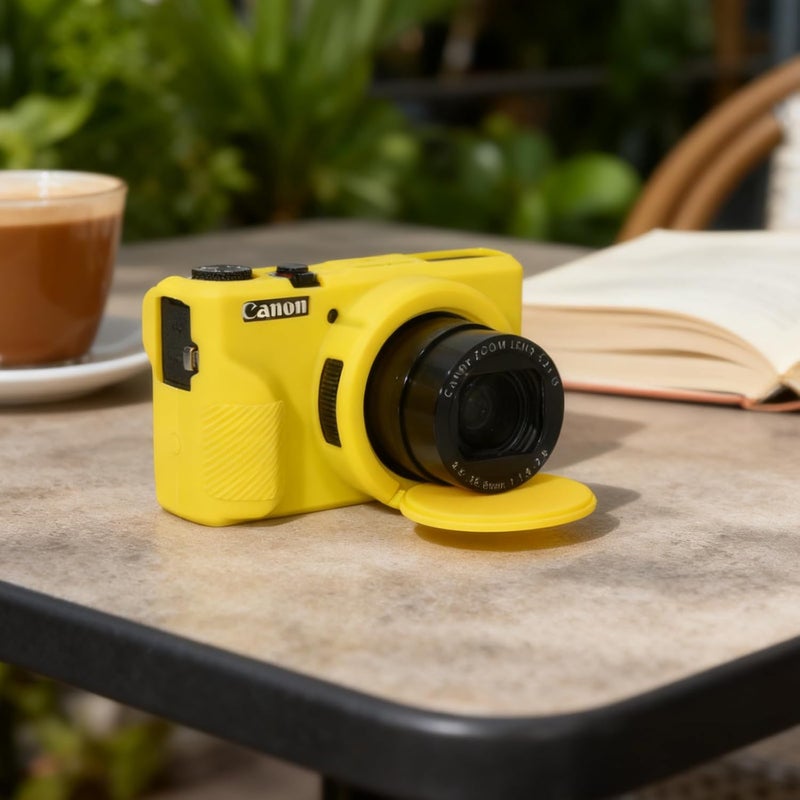 Frevyve Case for Canon G7X Mark III Camera, Soft Silicone Protective Case, Powershot G7X Mark III Sleeve with Removable Lens Cover & Screen Protector Accessories, Slim Fit, Anti-Scratch (Yellow) - Image 4